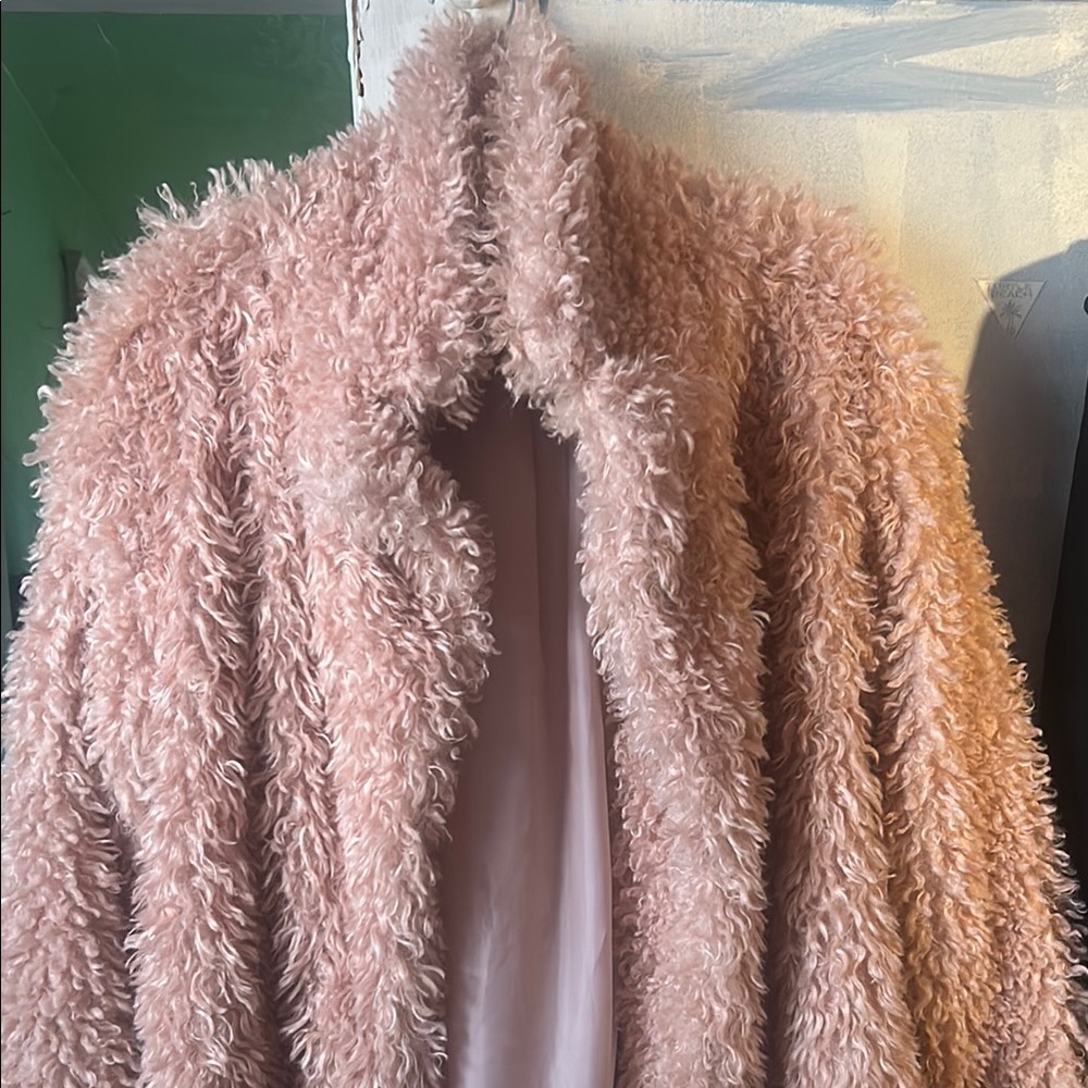 Women's Pink Faux Fur Coat - Picture 2 of 2